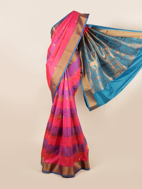 

Pothys Pink & Blue Woven Design Art Silk Saree