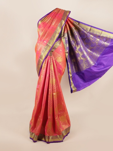 

Pothys Pink & Purple Ethnic Motifs Zari Art Silk Saree