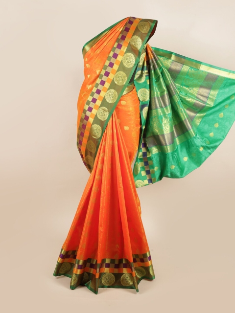 

Pothys Orange & Green Woven Design Art Silk Saree