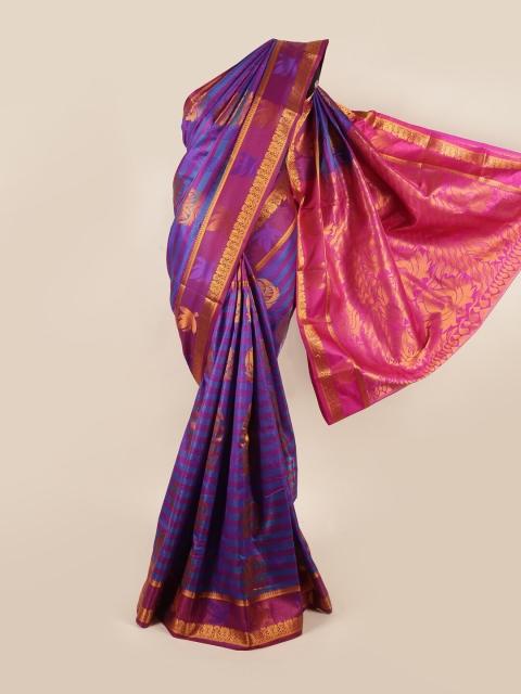 

Pothys Violet & Blue Woven Design Art Silk Saree