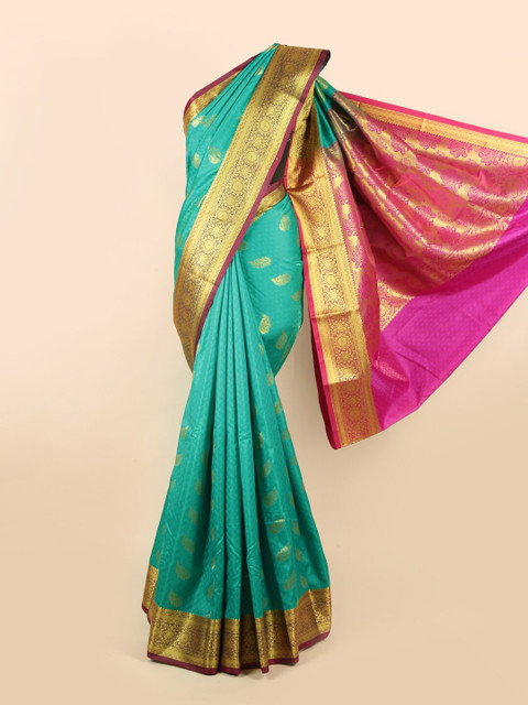 

Pothys Green & Pink Woven Design Art Silk Saree
