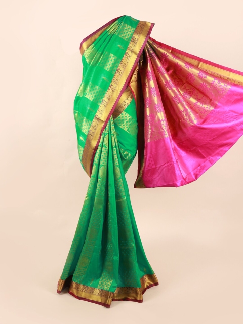 

Pothys Green & Magenta Ethnic Motifs Zari Art Silk Saree