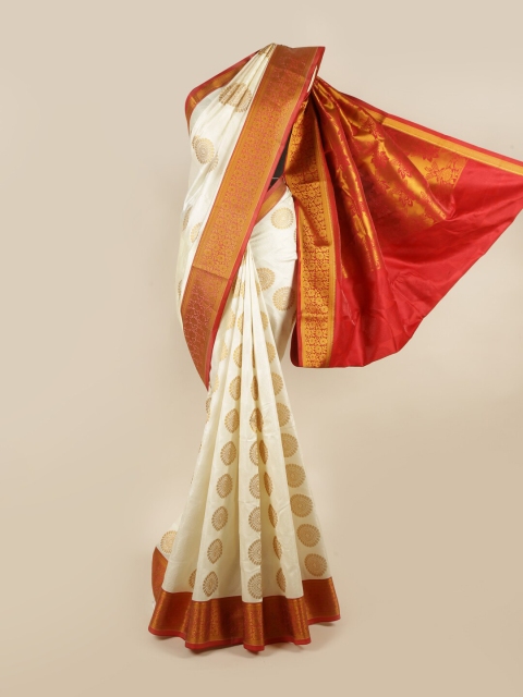 

Pothys Cream-Coloured & Red Floral Art Silk Saree