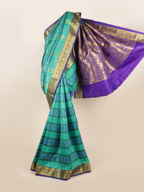 

Pothys Sea Green & Blue Floral Art Silk Saree