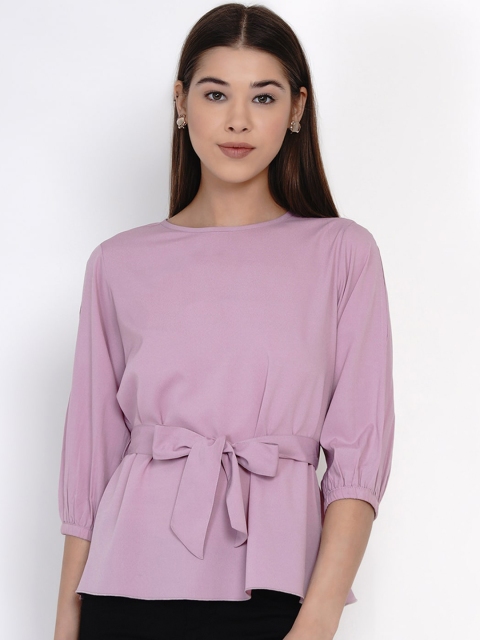 

Texco Mauve Belted Cinched Waist Top