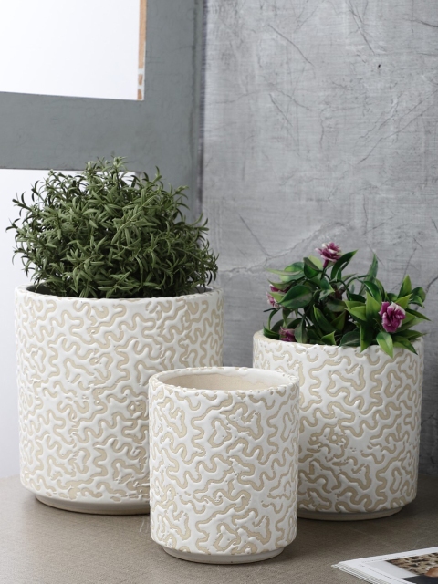 

The Decor Mart Set Of 3 Ceramic Planters, White