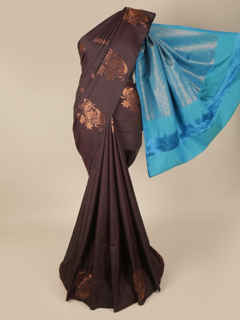 

Pothys Brown & Blue Floral Art Silk Saree
