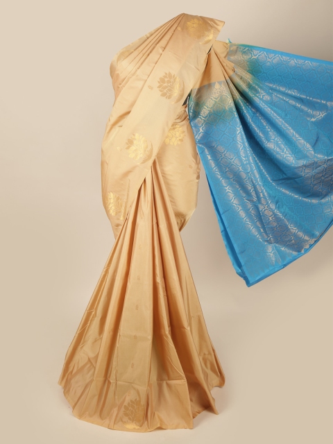 

Pothys Cream-Coloured & Blue Woven Design Zari Art Silk Saree