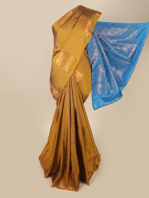 

Pothys Mustard & Blue Woven Design Zari Art Silk Saree