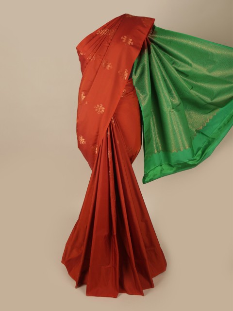 

Pothys Rust & Green Woven Design Art Silk Saree