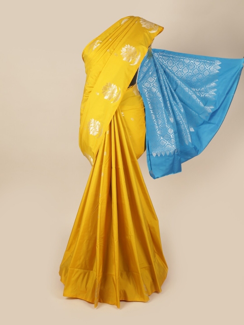 

Pothys Yellow & Turquoise Blue Woven Design Zari Art Silk Saree