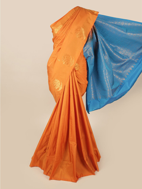 

Pothys Orange & Blue Woven Design Zari Art Silk Saree