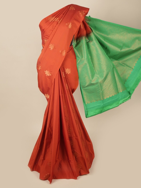 

Pothys Rust & Green Ethnic Motifs Zari Art Silk Saree