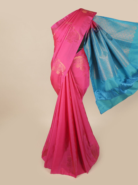 

Pothys Pink & Blue Woven Design Art Silk Saree