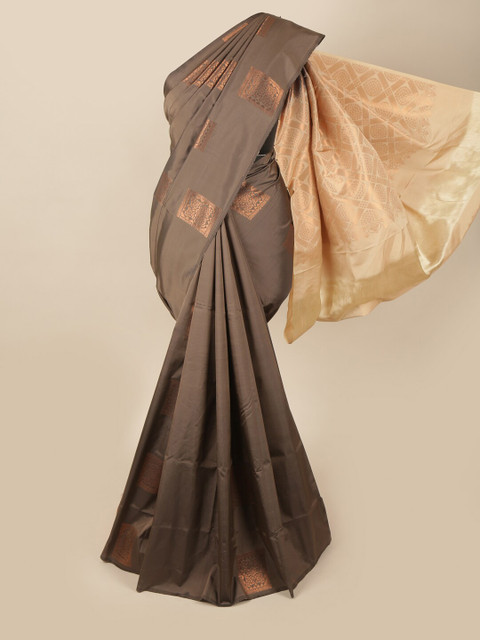 

Pothys Brown & Cream-Coloured Ethnic Motifs Zari Art Silk Saree