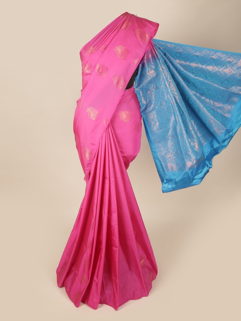 

Pothys Pink & Blue Woven Design Art Silk Saree