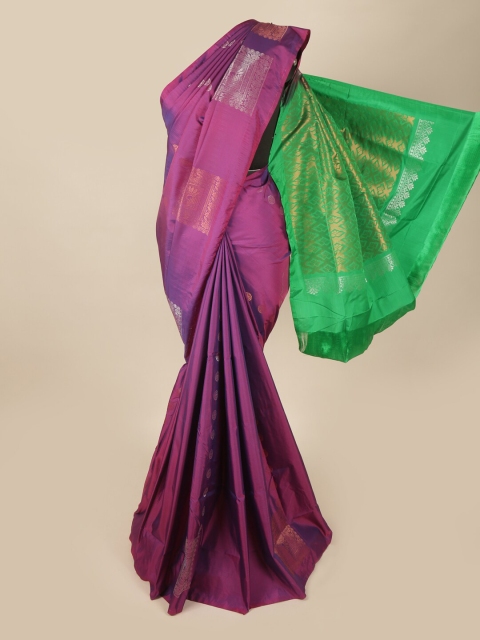 

Pothys Purple & Green Ethnic Motifs Zari Art Silk Saree