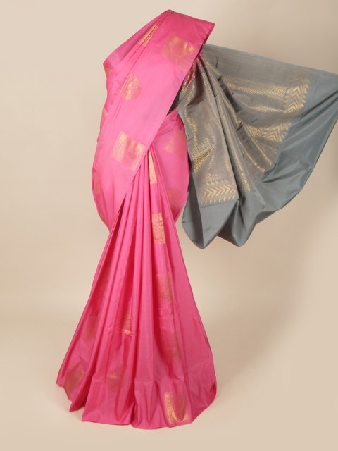 

Pothys Pink & Grey Ethnic Motifs Zari Art Silk Saree