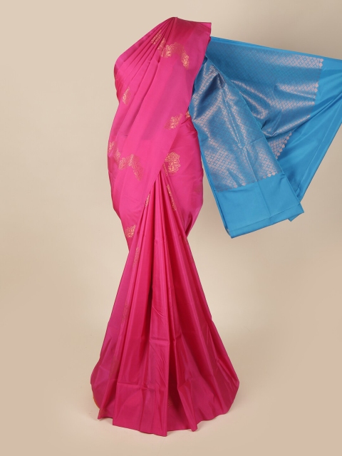 

Pothys Pink & Blue Ethnic Motifs Zari Art Silk Saree