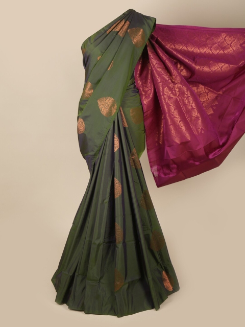 

Pothys Green & Purple Floral Art Silk Saree