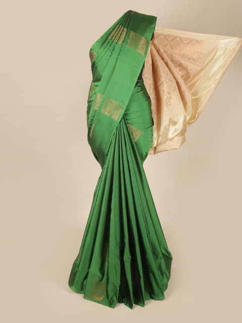 

Pothys Green & Cream-Coloured Woven Design Art Silk Saree