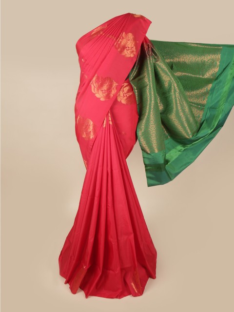 

Pothys Pink & Green Floral Art Silk Saree