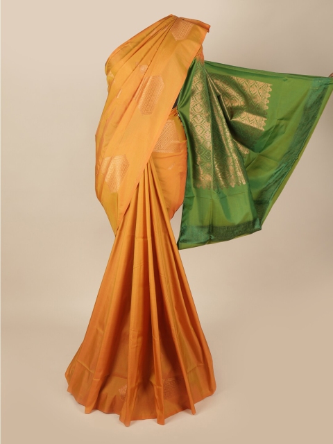 

Pothys Gold-Toned & Green Ethnic Motifs Zari Art Silk Saree