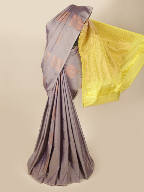 

Pothys Grey & Yellow Ethnic Motifs Art Silk Saree