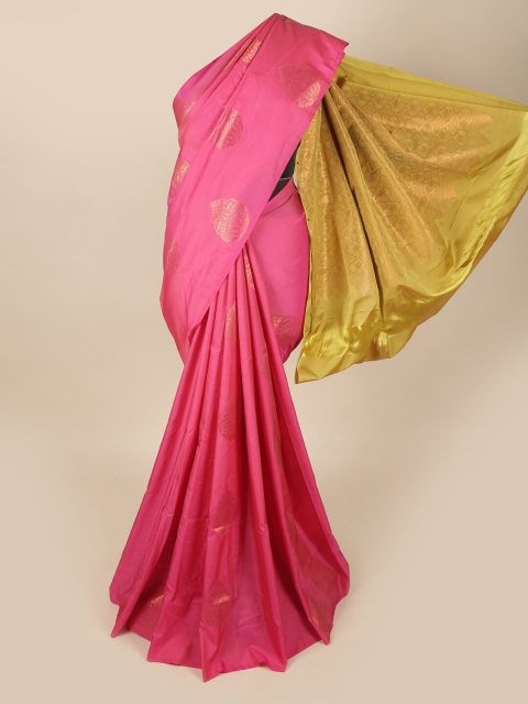 

Pothys Pink & Gold-Toned Ethnic Motifs Zari Art Silk Saree