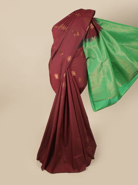 

Pothys Maroon & Green Floral Art Silk Saree
