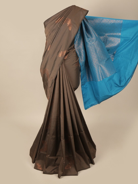 

Pothys Grey & Blue Ethnic Motifs Art Silk Saree