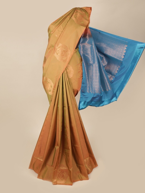 

Pothys Gold-Coloured & Blue Ethnic Motifs Zari Art Silk Saree