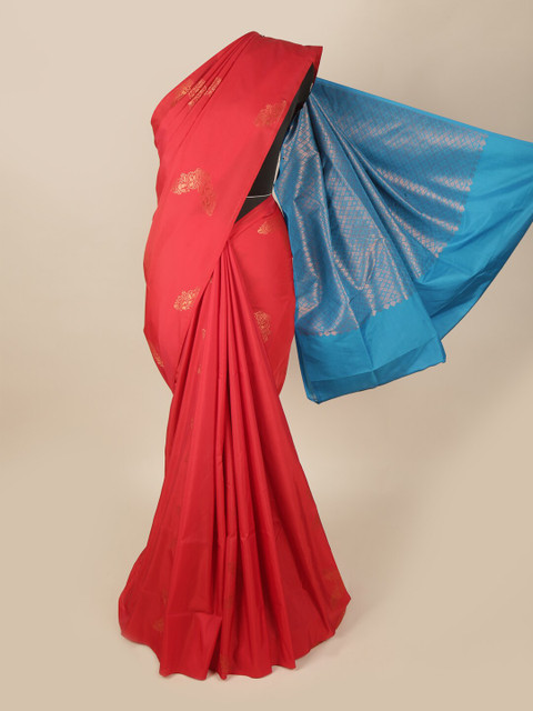 

Pothys Red & Blue Woven Design Art Silk Saree