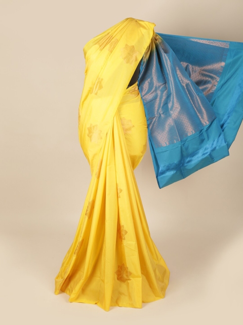 

Pothys Yellow & Blue Ethnic Motifs Zari Art Silk Saree