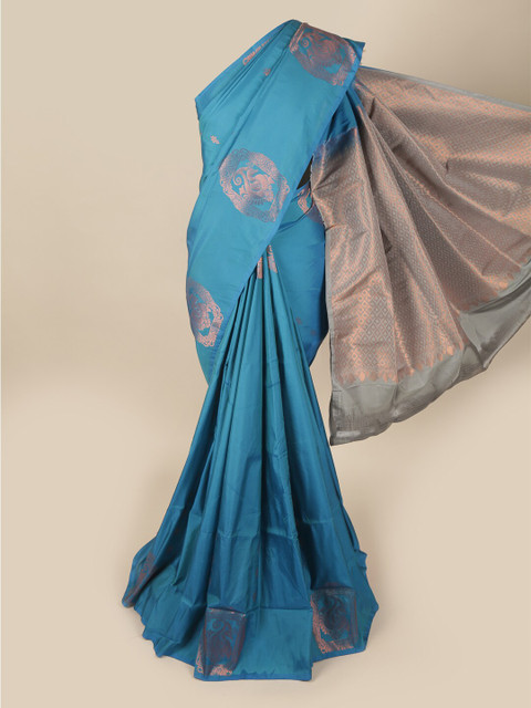 

Pothys Blue & Grey Ethnic Motifs Art Silk Saree