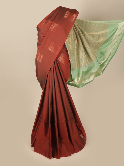 

Pothys Rust & Green Woven Design Art Silk Saree