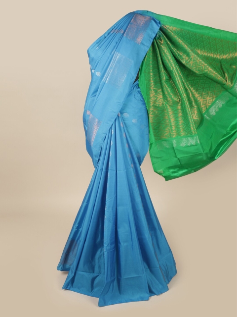 

Pothys Blue & Green Floral Art Silk Saree