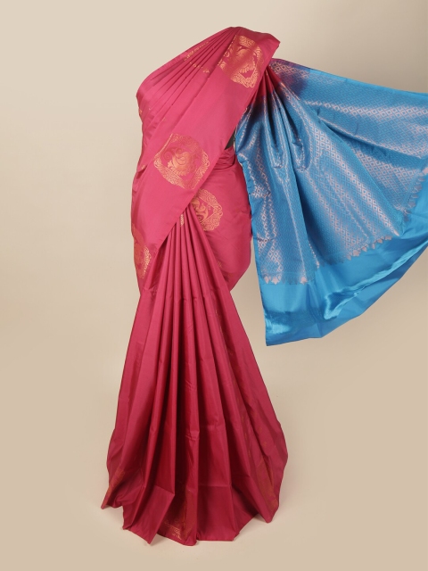 

Pothys Pink & Blue Ethnic Motifs Art Silk Saree