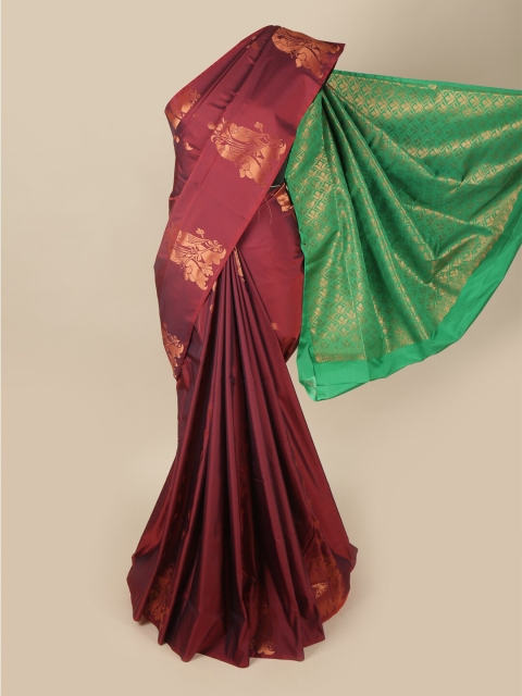 

Pothys Maroon & Green Ethnic Motifs Zari Art Silk Saree