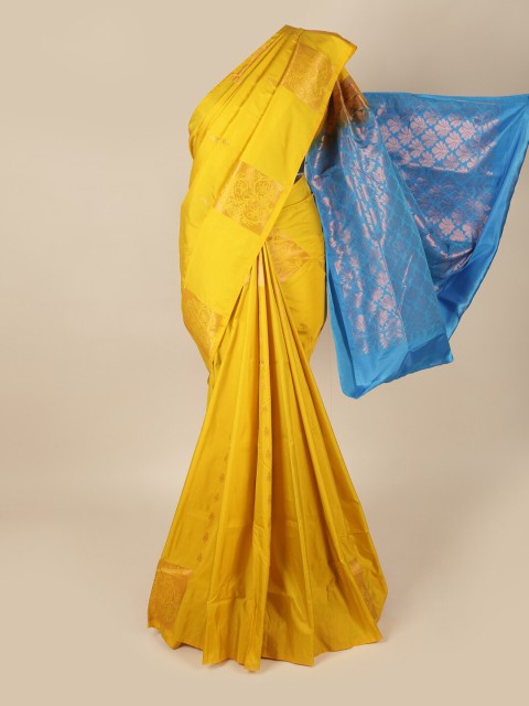 

Pothys Yellow & Blue Woven Design Art Silk Saree