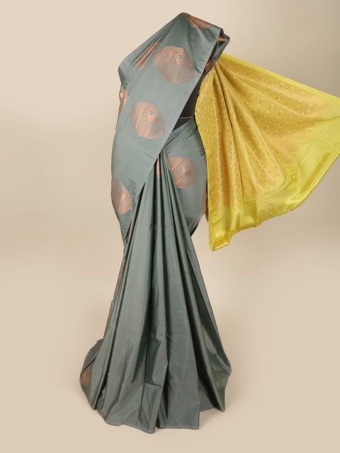 

Pothys Grey & Lime Green Woven Design Zari Art Silk Saree