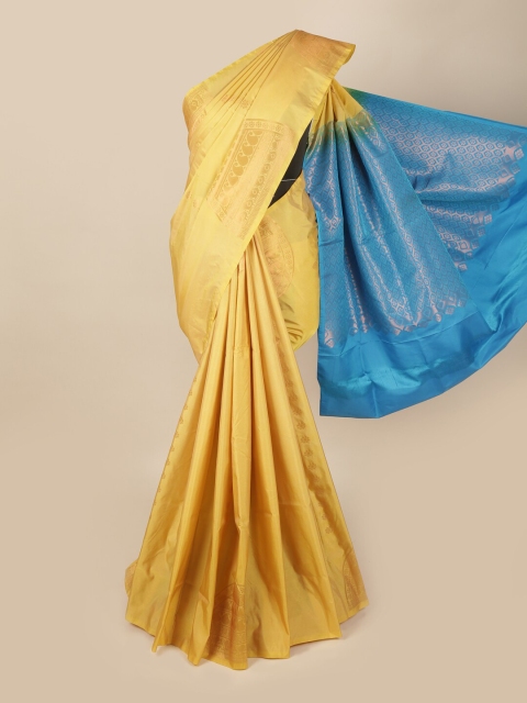

Pothys Mustard & Blue Woven Design Art Silk Saree