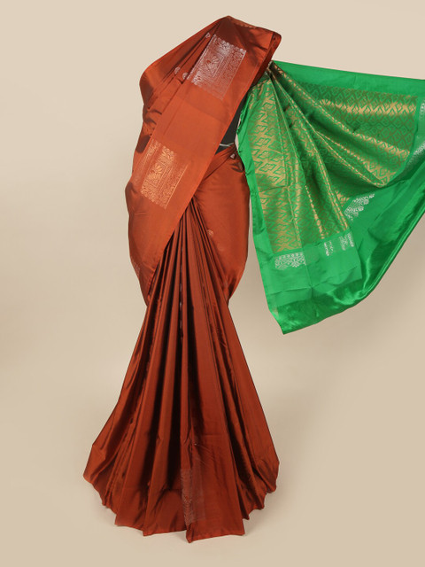 

Pothys Rust & Green Floral Art Silk Saree