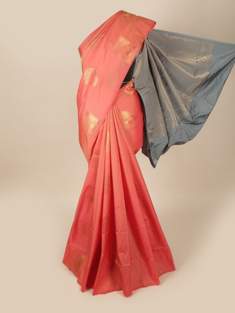 

Pothys Pink & Grey Floral Art Silk Saree