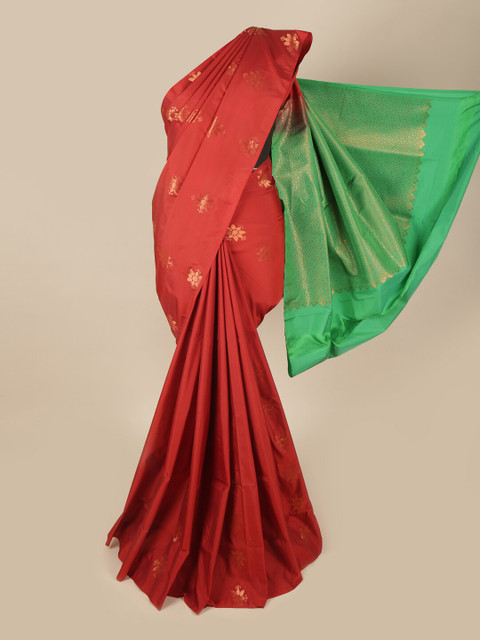 

Pothys Red & Green Ethnic Motifs Art Silk Saree