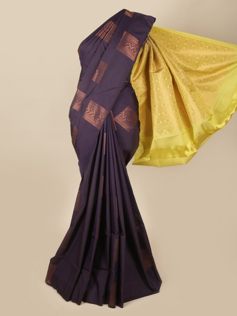 

Pothys Purple & Yellow Ethnic Motifs Zari Art Silk Saree