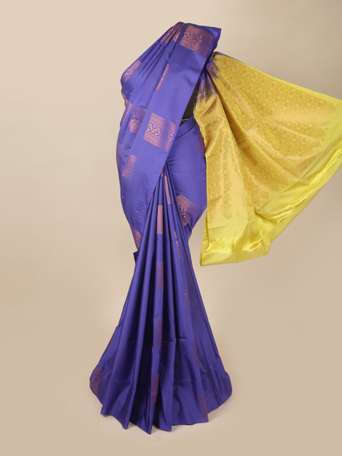 

Pothys Blue & Yellow Woven Design Art Silk Saree