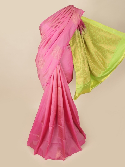 

Pothys Pink & Green Ethnic Motifs Art Silk Saree