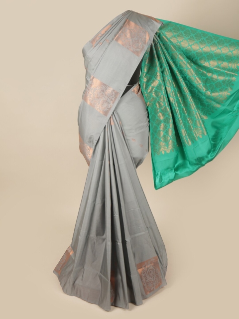 

Pothys Grey & Green Floral Art Silk Saree