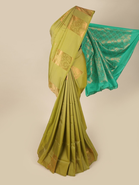 

Pothys Green & Gold-Toned Woven Design Zari Art Silk Saree